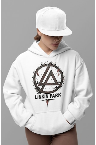 Sevbano Rock Metal Müzik Grubu Linkin Park Baskılı Unisex Oversize Hoodie beyaz