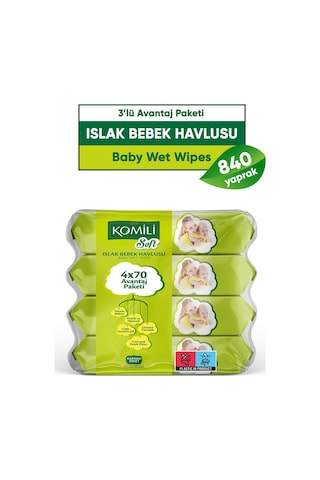 Komili Soft Islak Havlu 4 x 70 - 3'lü Paket - 840 Yaprak
