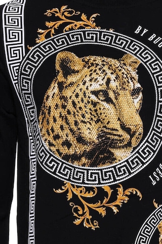 Wessi Siyah Taşlı Desenli Sweatshirt Siyah