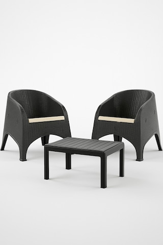 Olivia 1+1 Bistro Set Minderli 2 Kişilik Oturma Grubu Sehpa Bahçe Balkon Teras Set Kahverengi Kahverengi