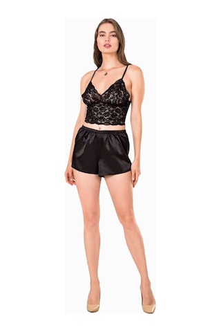 Hepsine Rakip Kadın İp Askılı Bralet Saten Şortlu Mini Gecelik Takımı Alt Üst 001