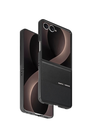 Samsung Galaxy Uyumlu Z Flip 8 Kılıf High Pu Deri Hdd Hbc-482 Siachen Case Siyah