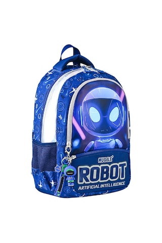 Muggle 3 Bölmeli Robot Okul Sırt Çantası Lacivert Mu-5904 Lacivert