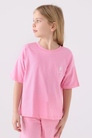 U.S. Polo Assn. Kız Çocuk Pembe Bermuda Takım Us1848-c-v21 Pembe