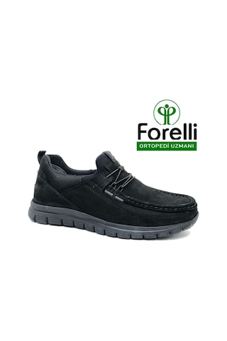 Forelli Tanza Hakiki Deri Ortopedik Comfort Tımbır Erkek Casual Ayakkabı Siyah