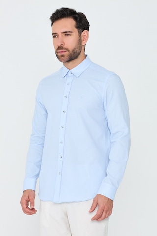 White Stone Mavi %100 Pamuk Regular Fit Erkek Uzun Kollu Gömlek MAVİ
