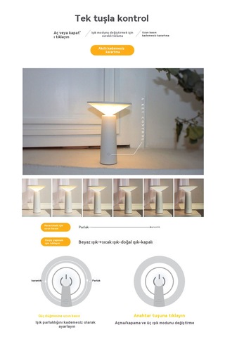 Led Göz Koruması Mantar Başucu Lambası-beyaz Beyaz