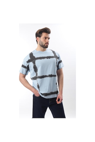 Madmext Bebe Mavisi Bisiklet Yaka Baskılı Basic Erkek T-shirt E7109 Bebe Mavisi Mavi