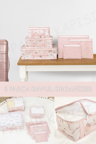 Baby Lüks 6'lı Bavul Organizer Seyahat Çantası Pembe