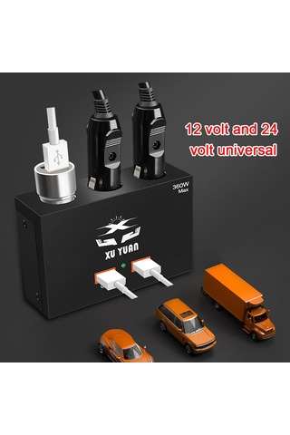 Shineyee 3 Lü Hızlı Şarj Aleti: 12v/24v Evrensel, 2 Usb Ve 3 Çakmak Girişli, Taşınabilir Araç Şarj Cihazı