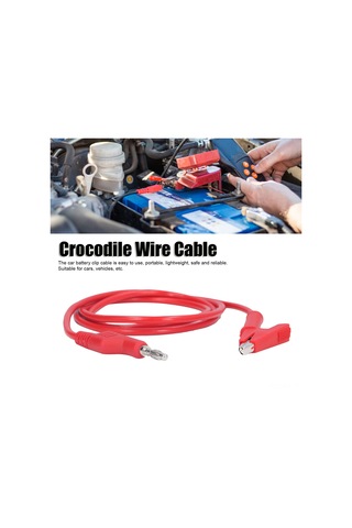 Wezone J.70035-1 4mm Kırmızı Elektrik Test Kablosu, Muz Soketli Ve Krokodil Klemli, Esnek Silikon Halka, Araç Aküsü Ve Projeler İçin 20a 3000v