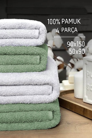 4 Lü Banyo Havlusu Takımı Soft Büyük Havlulu Pamuklu Havlu Seti 90x150 Cm Beyaz 001