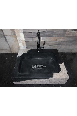 Bazalt Siyah Dizayn Kare Lavabo