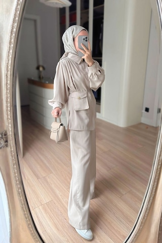 Ka Hijab Balon Kol Mini Çantalı Takım - Bej