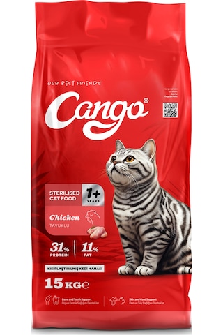 Cango Kısırlaştırılmış Steril Kedi Maması Tavuk Etli 15kg