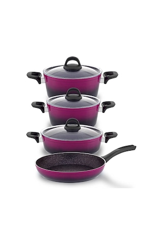 Hascevher Gloria 7 Pcs Silikon Tencere Seti 2.7mm 1822ten26kar26tv Renk Siyah Magenta