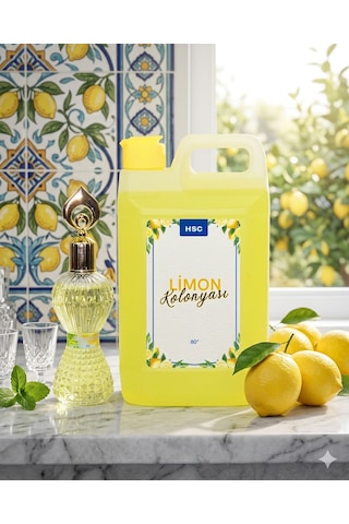 1 Litre+300ml Limon Kolonyası Seti 80 Ferahlatıcı Doğal Limon Kokulu Kolonya