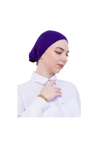 Modish Group Pratik Bone Pamuklu Tesettür İç Bone, Başörtüsü İçin Hazır Viskon Şapka, Namaz Günlük Kullanım İçin Mor