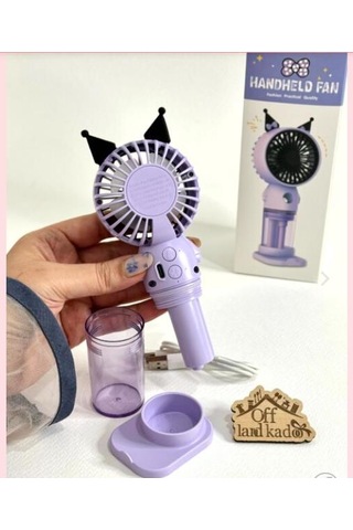 Fan Sulu El Fanı Kuromi Telefon Tutucu Şarjlı Vantilatör Usb Şarj Taşınabilir Masa Üstü