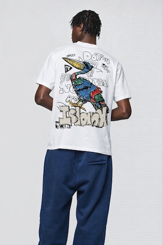 Yolo Street Erkek Oversize Sırt Baskılı Beyaz Tişört %100 Pamuk Graffiti Streetwear Beyaz