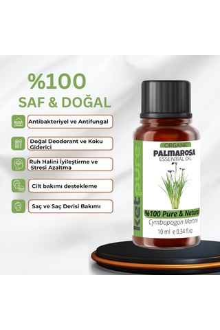Ketpure Organik İçerikli Palmarosa Uçucu Yağı 10 ML
