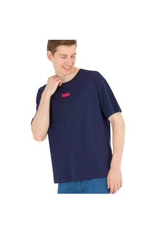 Erkek Comfort Bisiklet Yaka Tişört Lacivert