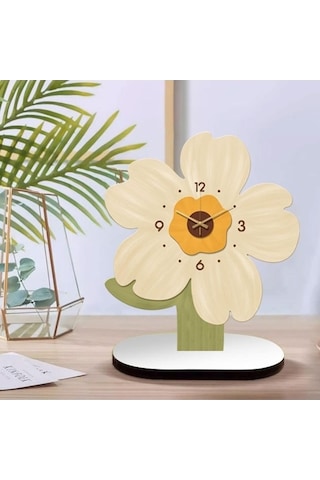 Trendooze Suntek Sessiz Saati Saat Masa Desenli Dekoratif Ayçiçeği Analog - Cm