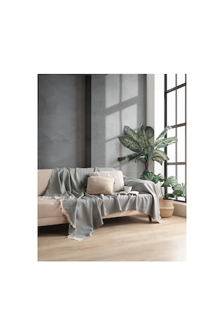 Miracolo Home Gri Pamuklu Dekoratif Koltuk Örtüsü Set 170x230 Boyutlu Optimal Kaymaz Tasarım 2 Adet