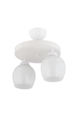 Modern Beyaz Camlı Model İkili Yuvarlak Plafonyer Avize Salon Ü