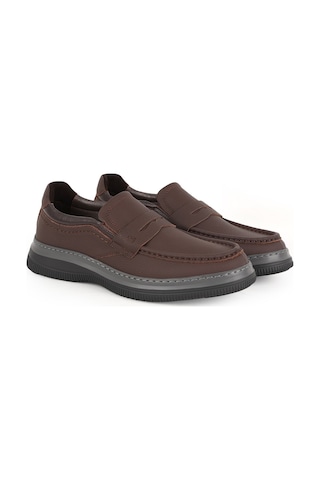Lbr Erkek Casual Ayakkabı H1066 Siyah Beyaz Taban Hakiki Deri Hafif Eva Taban Rahat Günlük Penny Loafer Khv-gri