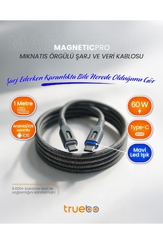 Truebo MagneticPro Dayanıklı Şarj Ve Veri Kablosu