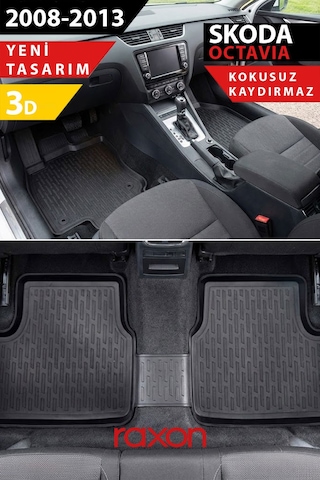 Skoda Octavia 2008-2013 3d Havuzlu Paspas Tam Uyumlu Su Geçirmez, Kaymaz