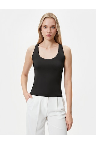 Koton Askılı Atlet Basic U Yaka Slim Fit Siyah 4sak10013ek 4SAK10013EK999
