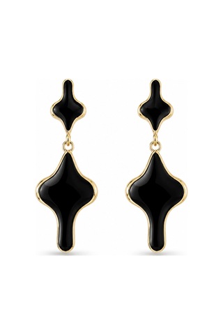 Siyah Parlak Taş Görünümlü Gold Detaylı Sallantılı Kadın Küpe Şık Ve Modern Tasarım Diğer