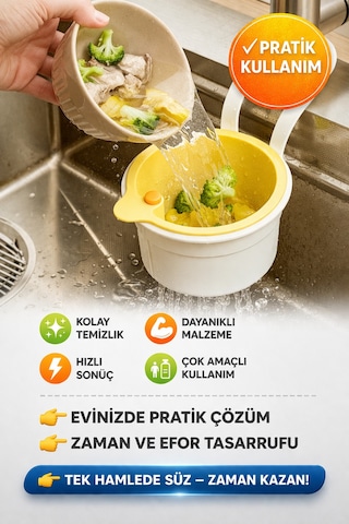 Musluk Askılı Lavabo Süzgeci Makarna Sebze Süzme Gider Filtresi Pratik Mutfak Sepeti Renkli Diğer