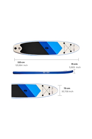 Cawooo Sup Şişme Sörf Tahtası Stand Up Paddle Board 78 320 15 Cm Mavi