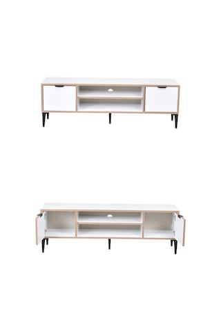 Vilinze Arden 140 Cm Kapaklı Raflı Tv Ünitesi Beyaz