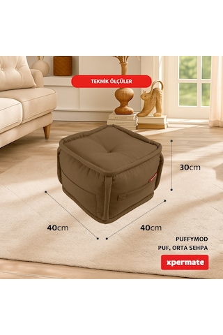 Xpermate Puffymod Dekoratif Kare Puf Orta Sehpa 40x40cmkahverengi