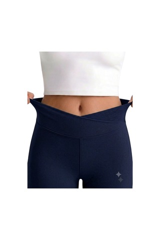 Erdem Kıds Kız Çocuk Cepli Kruvaze Kemer Yüksek Bel, Günlük, Koşu, Yürüyüş, Yoga, Spor, Egzersiz, Fitness Tayt Lacivert Lacivert