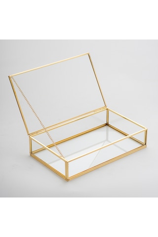 Cam Kutu Pirinç & Gold 25x15x8cm