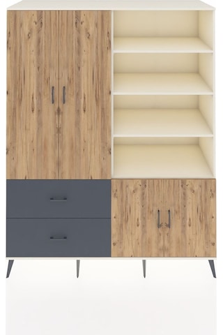 Kronos Gardrop 7 Raflı 2 Çekmeceli Tek Askılı 176x59x221 Aytaşı-çam/antrasit Çam/antrasit