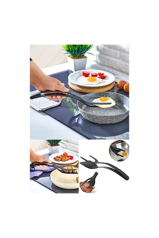 Pratik Yanmaz Yapışmaz Sert Plastik Maşalı Spatula Mutfak Yemek Servis Spatulası Diğer