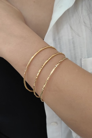 Chavin 3 Adet Gold Çelik Ajda Bilezik Halka Bayan Bileklik Ev12sr Gold