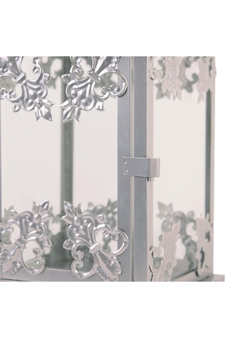 Lexroo Accent Plus Gümüş Yazılı Mum Feneri, Yıkama, 18,4 X 18,4 X 39,4 Cm
