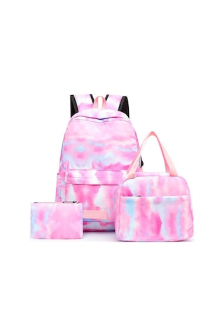 Geniş Kapasiteli Okul Çantası Seti 3 Parçalı Sırt Çantası, Yemek Çantası Ve Kalemlik Üniversite Kampüs Çantası Ergonomik Öğrenci Sırt Çantası Pembe