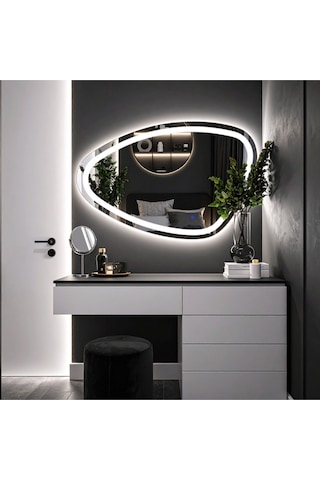 Speci Beyaz Led'li Lazer Kumlamalı Lavabo & Banyo Aynası Dokunmatik Sensörlü 80 X 50 Cm