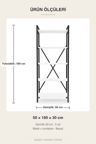 Upstyle Solin Kitaplık Beyaz 50 180 30 Cm