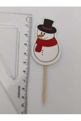 30 Adet Dekoratif Karton Siyah Kardan Adam Şeklinde Yılbaşı Kürdanı 6,5 Cm-kardan Adam Kürdan