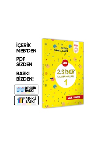 2026 MEB İlkokul 2.Sınıf Çalışma Soruları 1 Tüm Dersler Kazanım Pekiştirme Kitabı BASKI ÜCRETİ