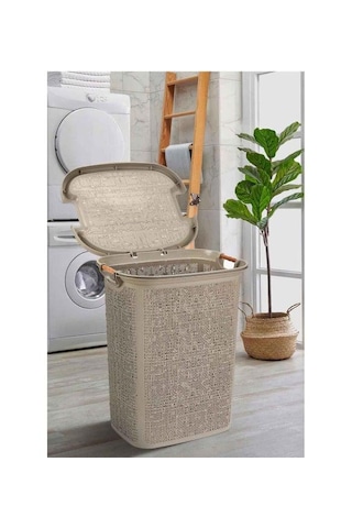 Woow Kirli Sepeti Ve Çamaşır Sepeti - Plastik Sepet- Bej